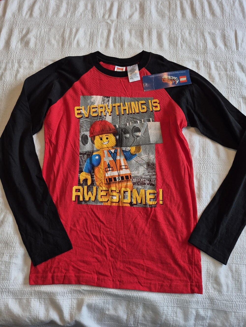 Lego boys Large or 14/16 red & black graphic print long sleeve shirt NEW